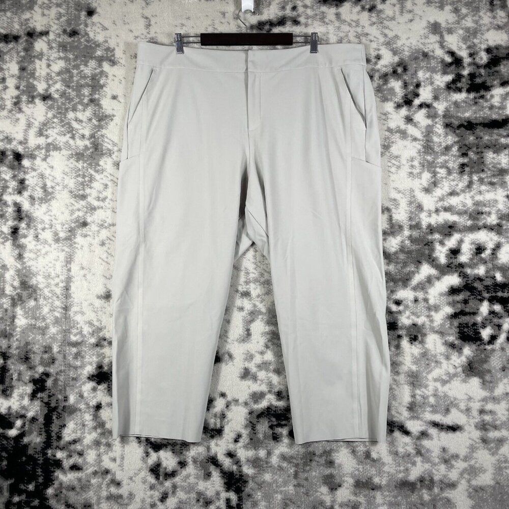 Athleta Stellar Straight  Light Gray/ khaki  Cropped Ankle Pants